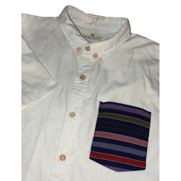 Other - Bellfield Shirt Men's L White Short Sleeve‎ Southwestern Woven Pocket